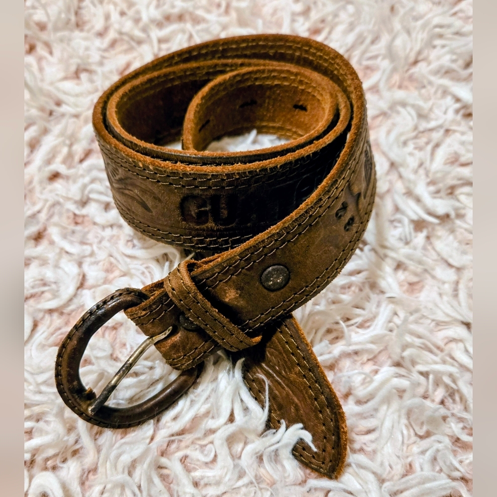 🐴VTG Tikal Guatemalan Tooled Leather Belt